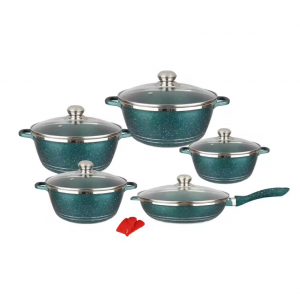 Jualan Panas Pengeluaran Tersuai Set Alat Memasak Kotak Hadiah Set Alat Memasak Tidak Lekat Set Alat Memasak Berbilang Warna Kuali OEM