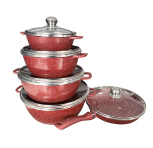 Jualan Panas Pengeluaran Tersuai Set Alat Memasak Kotak Hadiah Set Alat Memasak Tidak Lekat Set Alat Memasak Berbilang Warna Kuali OEM